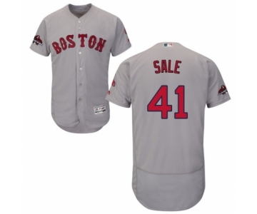 Men's Majestic Boston Red Sox #41 Chris Sale Grey Road Flex Base Authentic Collection 2018 World Series Champions MLB Jersey