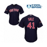 Men's Majestic Boston Red Sox #41 Chris Sale Replica Navy Blue Alternate Road Cool Base 2018 World Series Champions MLB Jersey