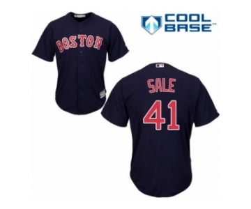 Men's Majestic Boston Red Sox #41 Chris Sale Replica Navy Blue Alternate Road Cool Base MLB Jersey