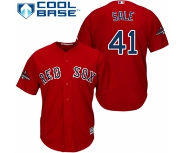 Men's Majestic Boston Red Sox #41 Chris Sale Replica Red Alternate Home Cool Base 2018 World Series Champions MLB Jersey