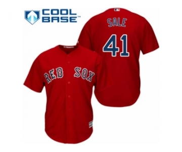 Men's Majestic Boston Red Sox #41 Chris Sale Replica Red Alternate Home Cool Base MLB Jersey