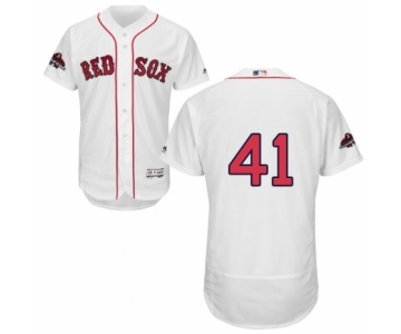 Men's Majestic Boston Red Sox #41 Chris Sale White Home Flex Base Authentic Collection 2018 World Series Champions MLB Jersey