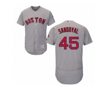 Men's Majestic Boston Red Sox #45 Pedro Martinez Grey Flexbase Authentic Collection MLB Jersey