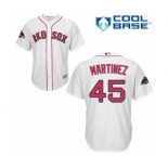 Men's Majestic Boston Red Sox #45 Pedro Martinez Replica White Home Cool Base 2018 World Series Champions MLB Jersey