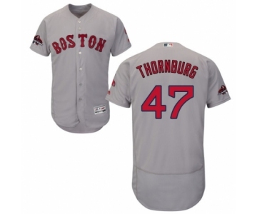 Men's Majestic Boston Red Sox #47 Tyler Thornburg Grey Road Flex Base Authentic Collection 2018 World Series Champions MLB Jersey