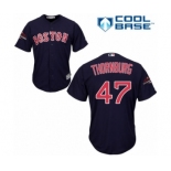 Men's Majestic Boston Red Sox #47 Tyler Thornburg Replica Navy Blue Alternate Road Cool Base 2018 World Series Champions MLB Jersey