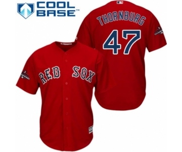 Men's Majestic Boston Red Sox #47 Tyler Thornburg Replica Red Alternate Home Cool Base 2018 World Series Champions MLB Jersey