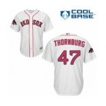 Men's Majestic Boston Red Sox #47 Tyler Thornburg Replica White Home Cool Base 2018 World Series Champions MLB Jersey