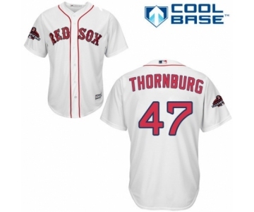 Men's Majestic Boston Red Sox #47 Tyler Thornburg Replica White Home Cool Base 2018 World Series Champions MLB Jersey