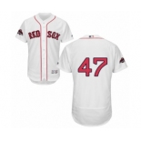 Men's Majestic Boston Red Sox #47 Tyler Thornburg White Home Flex Base Authentic Collection 2018 World Series Champions MLB Jersey