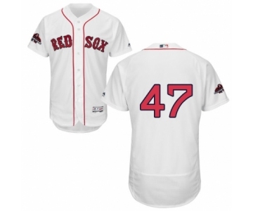 Men's Majestic Boston Red Sox #47 Tyler Thornburg White Home Flex Base Authentic Collection 2018 World Series Champions MLB Jersey