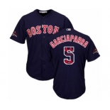 Men's Majestic Boston Red Sox #5 Nomar Garciaparra Authentic Navy Blue Team Logo Fashion Cool Base 2018 World Series Champions MLB Jersey