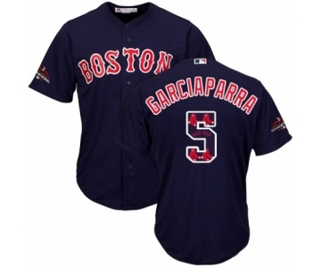 Men's Majestic Boston Red Sox #5 Nomar Garciaparra Authentic Navy Blue Team Logo Fashion Cool Base 2018 World Series Champions MLB Jersey