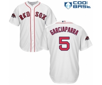 Men's Majestic Boston Red Sox #5 Nomar Garciaparra Replica White Home Cool Base 2018 World Series Champions MLB Jersey