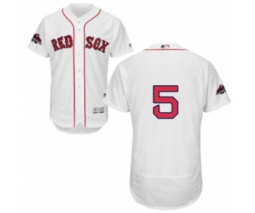 Men's Majestic Boston Red Sox #5 Nomar Garciaparra White Home Flex Base Authentic Collection 2018 World Series Champions MLB Jersey