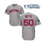 Men's Majestic Boston Red Sox #50 Mookie Betts Replica Grey Road Cool Base 2018 World Series Champions MLB Jersey