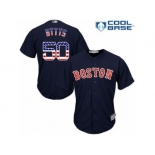 Men's Majestic Boston Red Sox #50 Mookie Betts Replica Navy Blue USA Flag Fashion Road Cool Base MLB Jersey