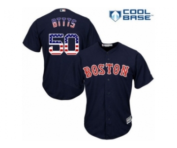 Men's Majestic Boston Red Sox #50 Mookie Betts Replica Navy Blue USA Flag Fashion Road Cool Base MLB Jersey