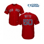 Men's Majestic Boston Red Sox #50 Mookie Betts Replica Red Alternate Home Cool Base 2018 World Series Champions MLB Jersey