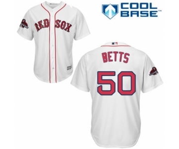 Men's Majestic Boston Red Sox #50 Mookie Betts Replica White Home Cool Base 2018 World Series Champions MLB Jersey