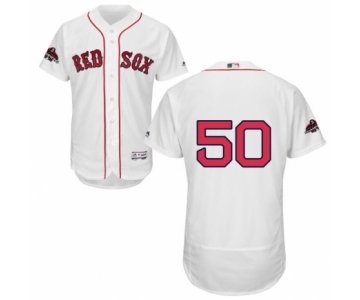 Men's Majestic Boston Red Sox #50 Mookie Betts White Home Flex Base Authentic Collection 2018 World Series Champions MLB Jersey