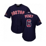 Men's Majestic Boston Red Sox #6 Johnny Pesky Authentic Navy Blue Team Logo Fashion Cool Base 2018 World Series Champions MLB Jersey