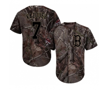 Men's Majestic Boston Red Sox #7 Christian Vazquez Authentic Camo Realtree Collection Flex Base 2018 World Series Champions MLB Jersey