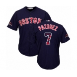 Men's Majestic Boston Red Sox #7 Christian Vazquez Authentic Navy Blue Team Logo Fashion Cool Base 2018 World Series Champions MLB Jersey