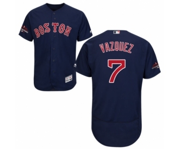 Men's Majestic Boston Red Sox #7 Christian Vazquez Navy Blue Alternate Flex Base Authentic Collection 2018 World Series Champions MLB Jersey