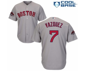 Men's Majestic Boston Red Sox #7 Christian Vazquez Replica Grey Road Cool Base 2018 World Series Champions MLB Jersey