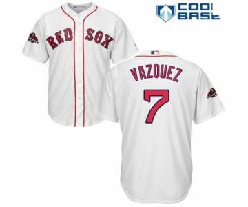 Men's Majestic Boston Red Sox #7 Christian Vazquez Replica White Home Cool Base 2018 World Series Champions MLB Jersey