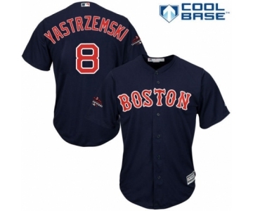 Men's Majestic Boston Red Sox #8 Carl Yastrzemski Replica Navy Blue Alternate Road Cool Base 2018 World Series Champions MLB Jersey