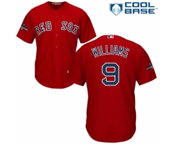 Men's Majestic Boston Red Sox #9 Ted Williams Replica Red Alternate Home Cool Base 2018 World Series Champions MLB Jersey