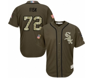 Men's Majestic Chicago White Sox #72 Carlton Fisk Authentic Green Salute to Service MLB Jersey