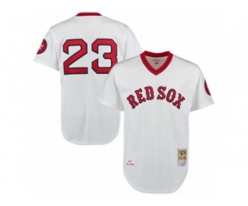 Men's Mitchell and Ness 1975 Boston Red Sox #23 Luis Tiant Authentic White Throwback MLB Jersey