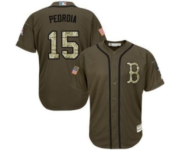 mlb jerseys boston red sox #15 dustin pedroia green salute to service