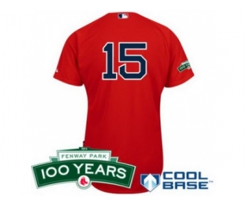 mlb jerseys boston red sox #15 dustin pedroia red(cool base 100th anniversary patch)