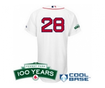 mlb jerseys boston red sox #28 adrian gonzalez white(cool base 100th anniversary patch)