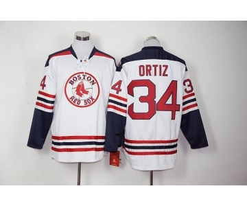 mlb jerseys boston red sox #34 david ortiz white long sleeve