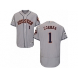 Houston Astros #1 Carlos Correa Authentic Grey Road 2017 World Series Bound Flex Base MLB Jersey