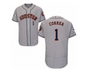 Houston Astros #1 Carlos Correa Authentic Grey Road 2017 World Series Bound Flex Base MLB Jersey