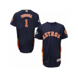 Houston Astros #1 Carlos Correa Authentic Navy Blue Alternate 2017 World Series Bound Flex Base MLB Jersey