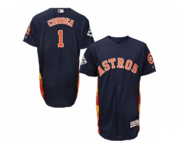 Houston Astros #1 Carlos Correa Authentic Navy Blue Alternate 2017 World Series Bound Flex Base MLB Jersey