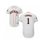 Houston Astros #1 Carlos Correa Authentic White Home 2017 World Series Bound Flex Base MLB Jersey