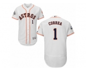 Houston Astros #1 Carlos Correa Authentic White Home 2017 World Series Bound Flex Base MLB Jersey