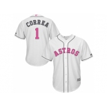 Houston Astros #1 Carlos Correa White Home 2016 Mother's Day Cool Base Jersey