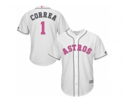 Houston Astros #1 Carlos Correa White Home 2016 Mother's Day Cool Base Jersey