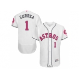 Houston Astros #1 Carlos Correa White Home 2016 Mother's Day Flex Base Jersey