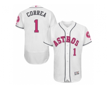 Houston Astros #1 Carlos Correa White Home 2016 Mother's Day Flex Base Jersey