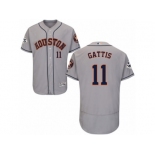 Houston Astros #11 Evan Gattis Authentic Grey Road 2017 World Series Bound Flex Base MLB Jersey